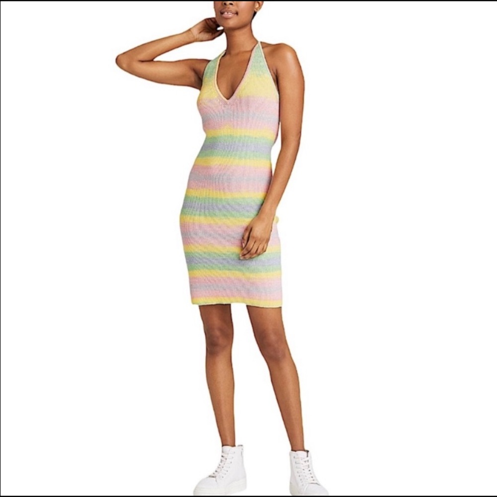 NWT Wild Fable Rainbow Sweater Halter Tank Dress